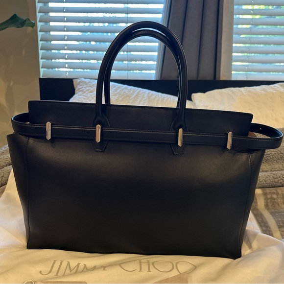 Jimmy Choo Diamond Cinch Top Handle Black Handbag - Picture 10 of 16